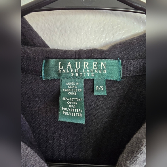 Unisex Ralph Lauren Gray Zip Up Sweater with Hood - Picture 3 of 6